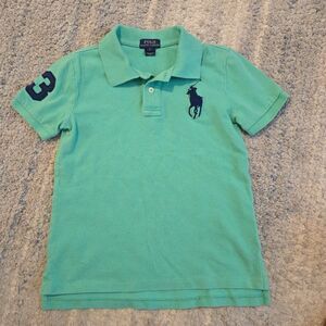 Ralph Lauren Polo Boy's Green  Classic Fit Collared Top Sz 7 Big Pony